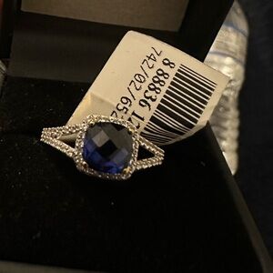 Gold ring with blue birthstone and diamonds   LOK YG SA 2 RG